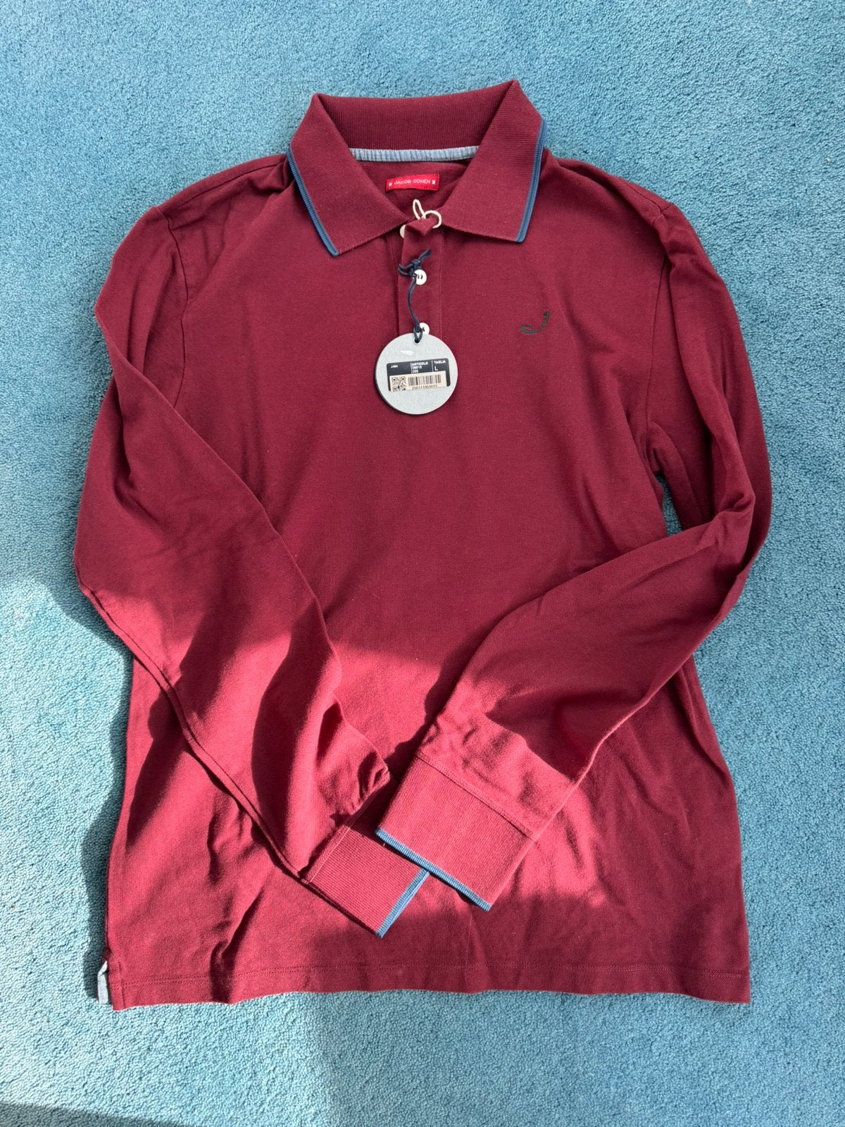 * NIEUW Jacob Cohen Polo Langemouw L (M) Bordeaux/Wijnrood, Verzenden, Nieuw, Maat 52/54 (L), Rood