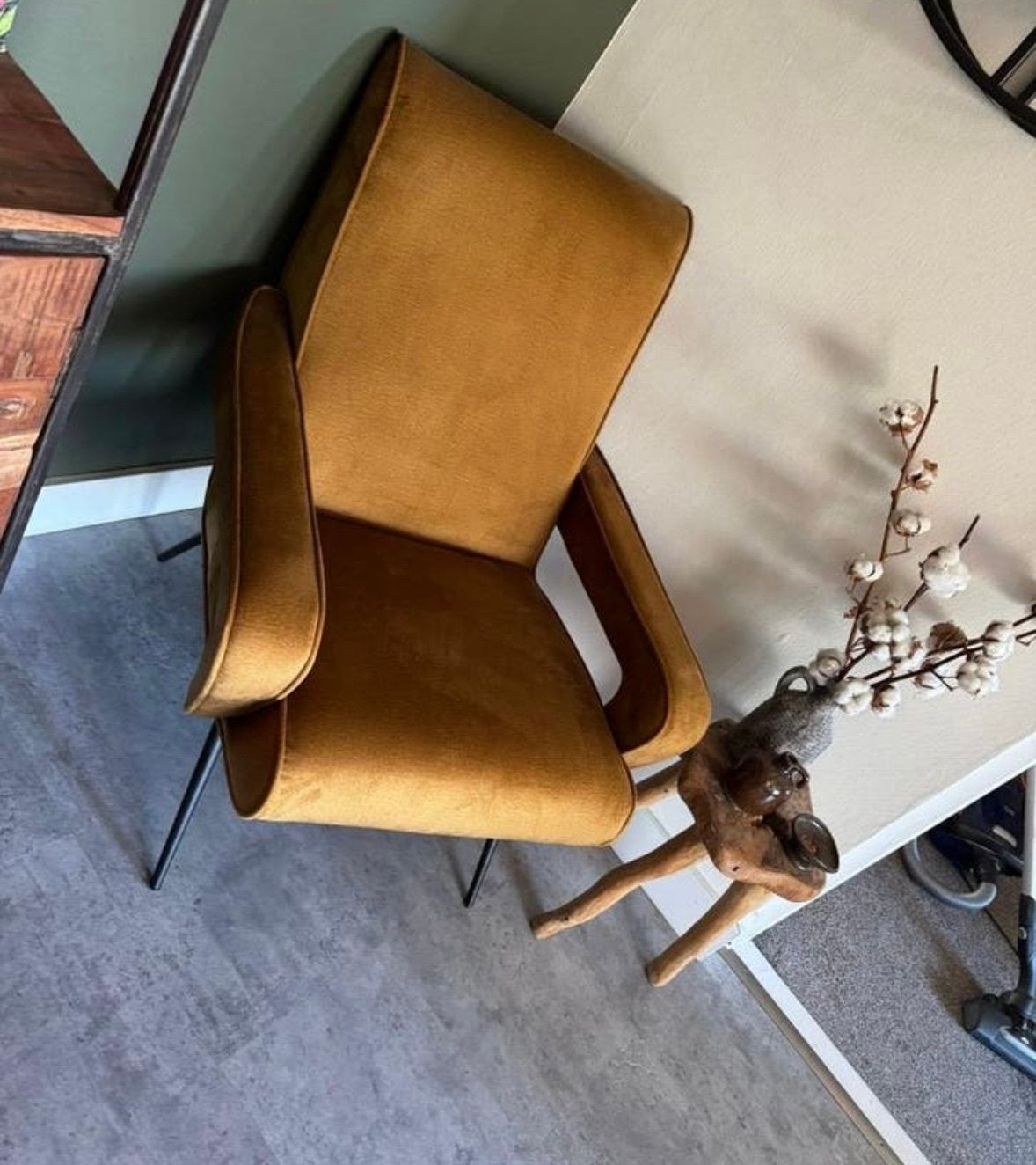 Moderne okergele fauteuil van Eijerkamp Zutphen, Gebruikt, 75 tot 100 cm, Ophalen of Verzenden, Stof
