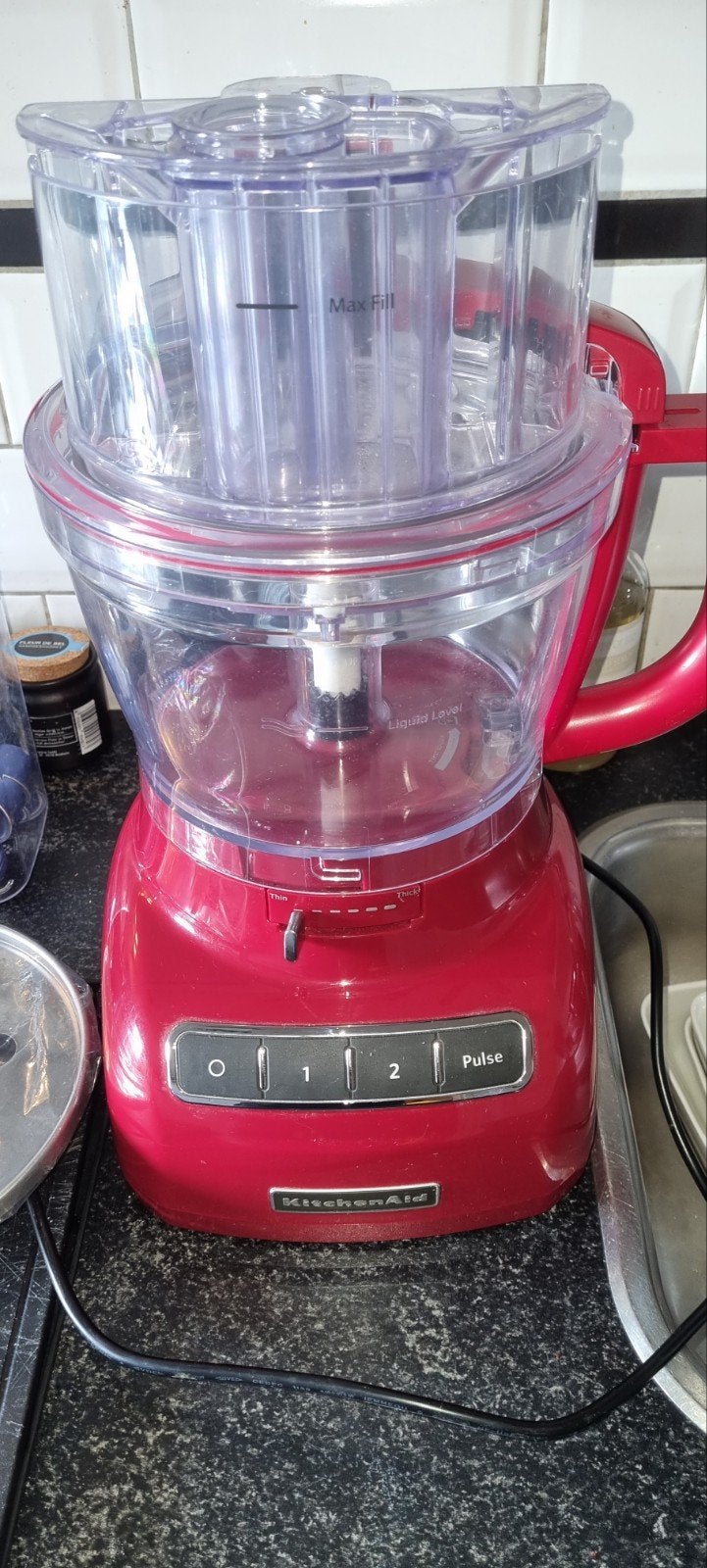 KitchenAid Foodprocessor - Rood, Zo goed als nieuw, Ophalen, 3 snelheden of meer, Zo goed als nieuw, 2 tot 3 liter