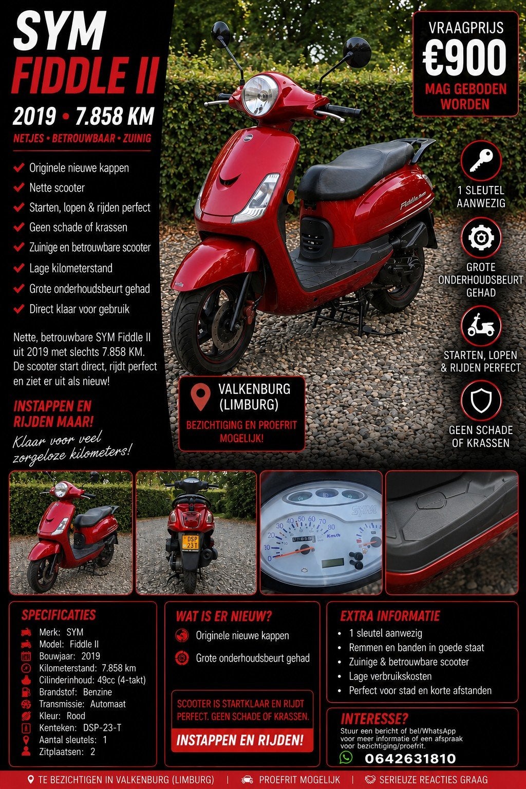 SYM Fiddle II - betrouwbare scooter met lage kilometer, Ophalen of Verzenden, Zo goed als nieuw, Benzine, Fiddle