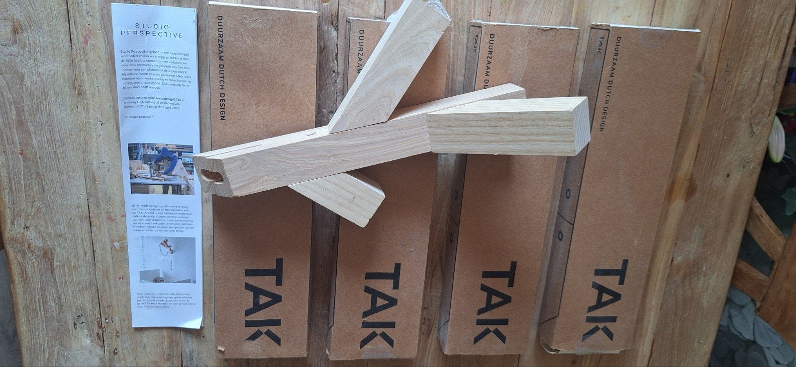 TAK Wandkapstok stuks Duurzaam Dutch Design Hout, Wandkapstok, Nieuw, Ophalen of Verzenden, Minder dan 100 cm