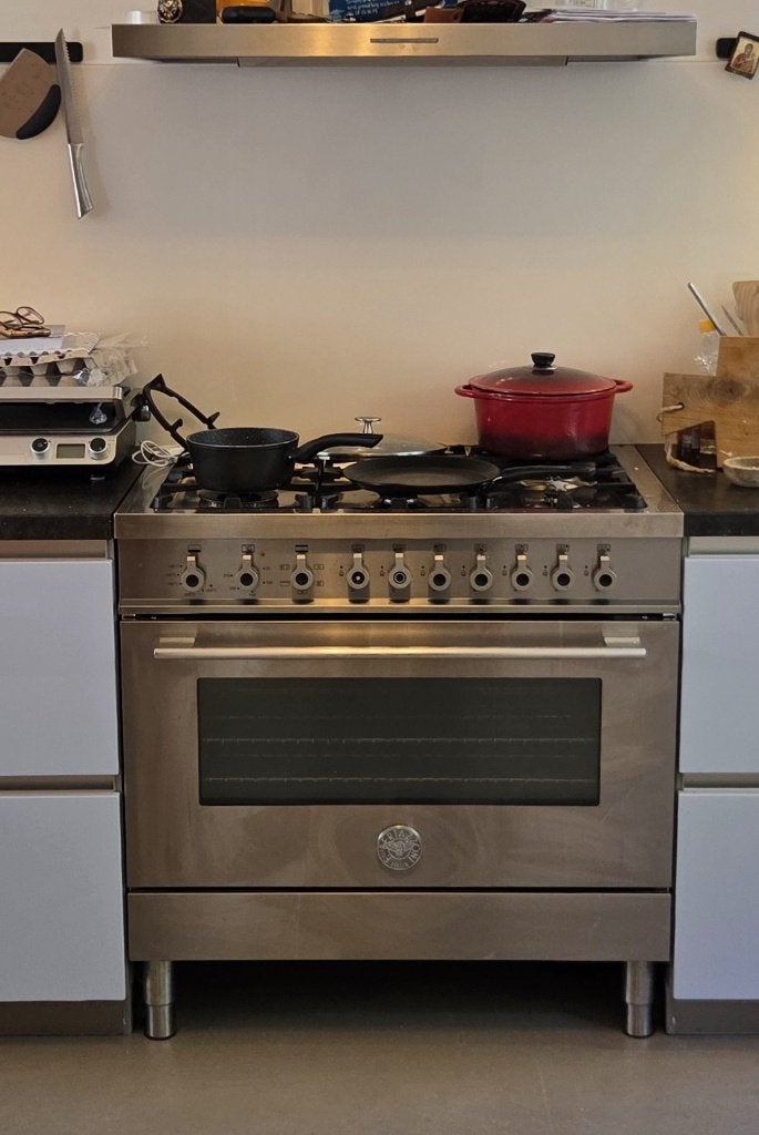 Gasfornuis Bertazzoni X 90 6 Dual X MXYOT247X7A 90cm, Ophalen, Gebruikt, 60 cm of meer, Gas
