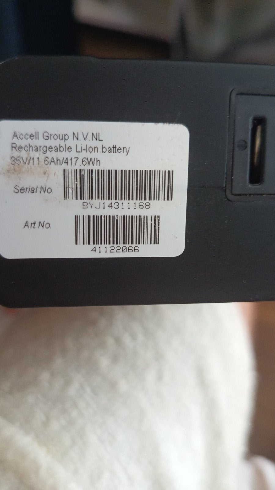 Accell B400 Accu 36V/11Ah/417.6Wh voor revisie, Ophalen of Verzenden, Gebruikt