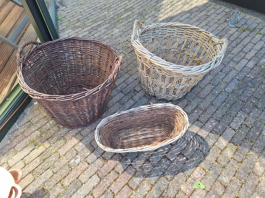 Set van 3 rieten manden: decoratief en praktisch, Ophalen of Verzenden, Rond, Riet