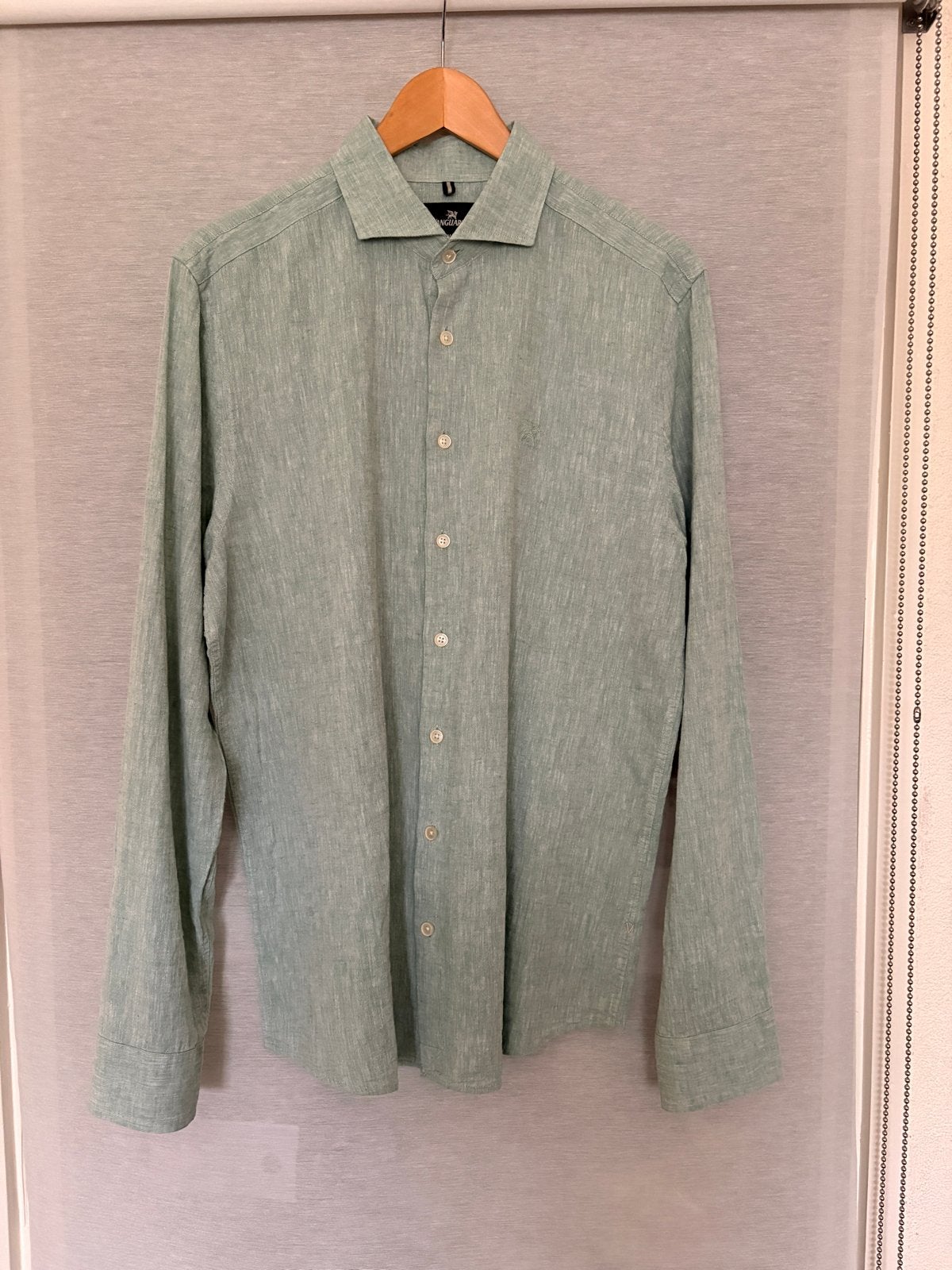Vanguard linnen heren overhemd - lichtgroen -maat M, Kleding | Heren, Ophalen of Verzenden, Zo goed als nieuw, Groen, Halswijdte 39/40 (M)
