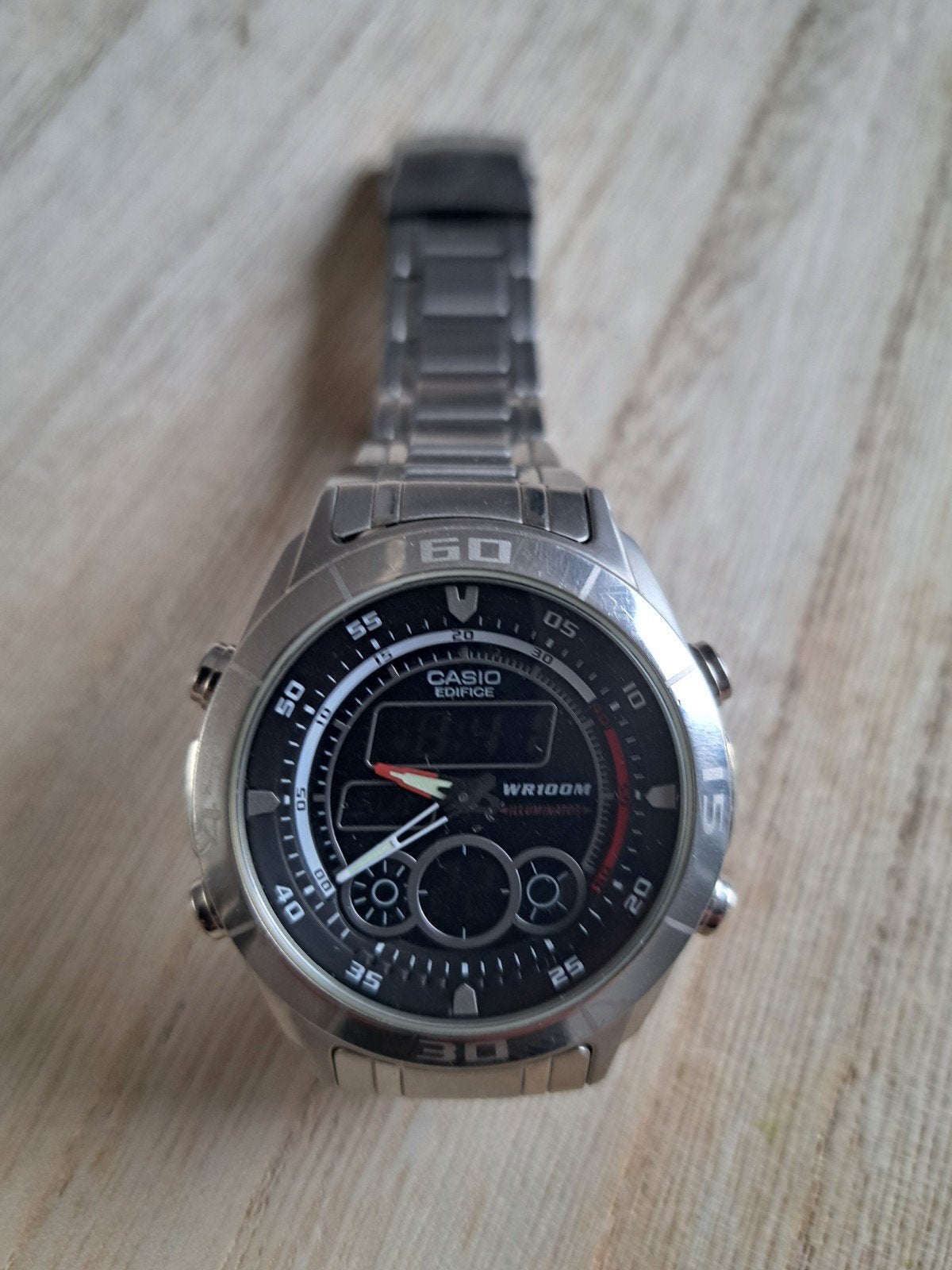 Casio Edifice EFA-115 Herenhorloge - Zo goed als nieuw, Gebruikt, Staal, Polshorloge, Ophalen of Verzenden