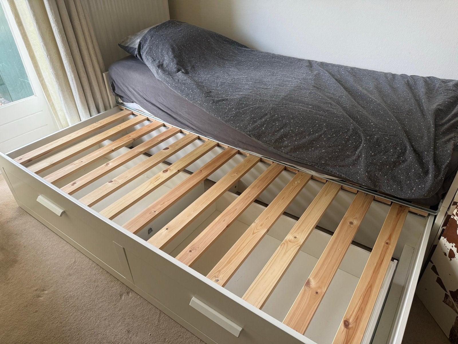 IKEA Hemnes bedbank met 2 lades - uitschuifbaar, Ophalen, Wit, Tweepersoons, 80 cm
