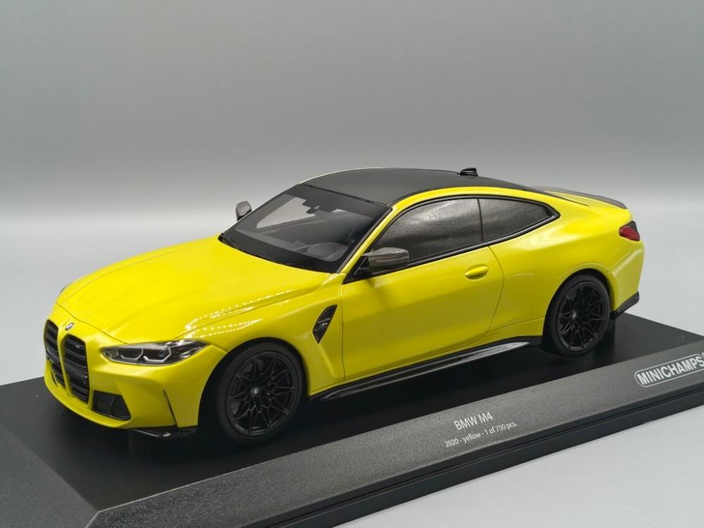 Minichamps 1:18 BMW M4 2020 Geel - 1 van 750 | NEW in OVP, Hobby en Vrije tijd, Modelauto's | 1:18, Minichamps, Auto, MiniChamps