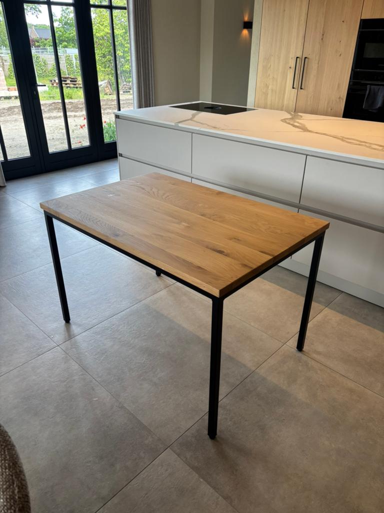 Massief eiken tafel 120x80, Huis en Inrichting, Tafels | Eettafels, Ophalen, 200 cm of meer, 50 tot 100 cm, Zo goed als nieuw