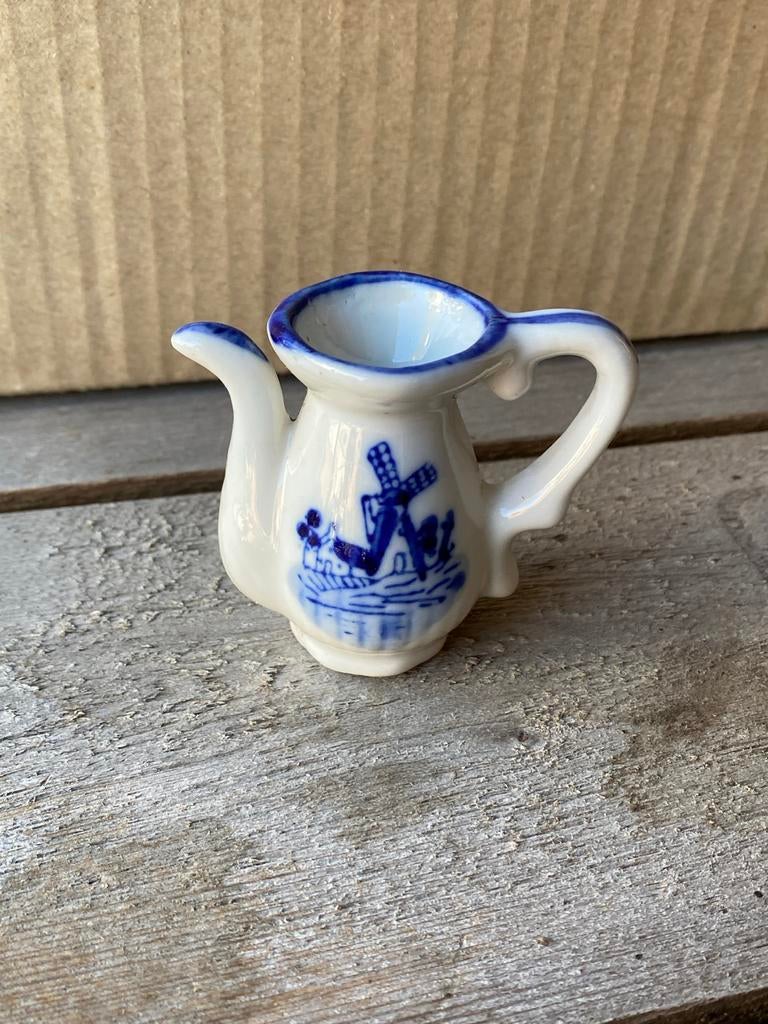 Miniatuur Delfts Blauw kannetje met molen, Ophalen of Verzenden