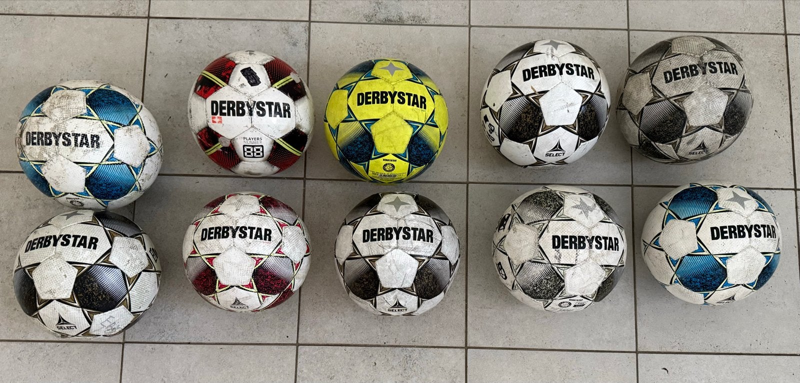 10 Derbystar voetballen - Diverse modellen en kleuren, Maat L, Ophalen, Gebruikt, Bal