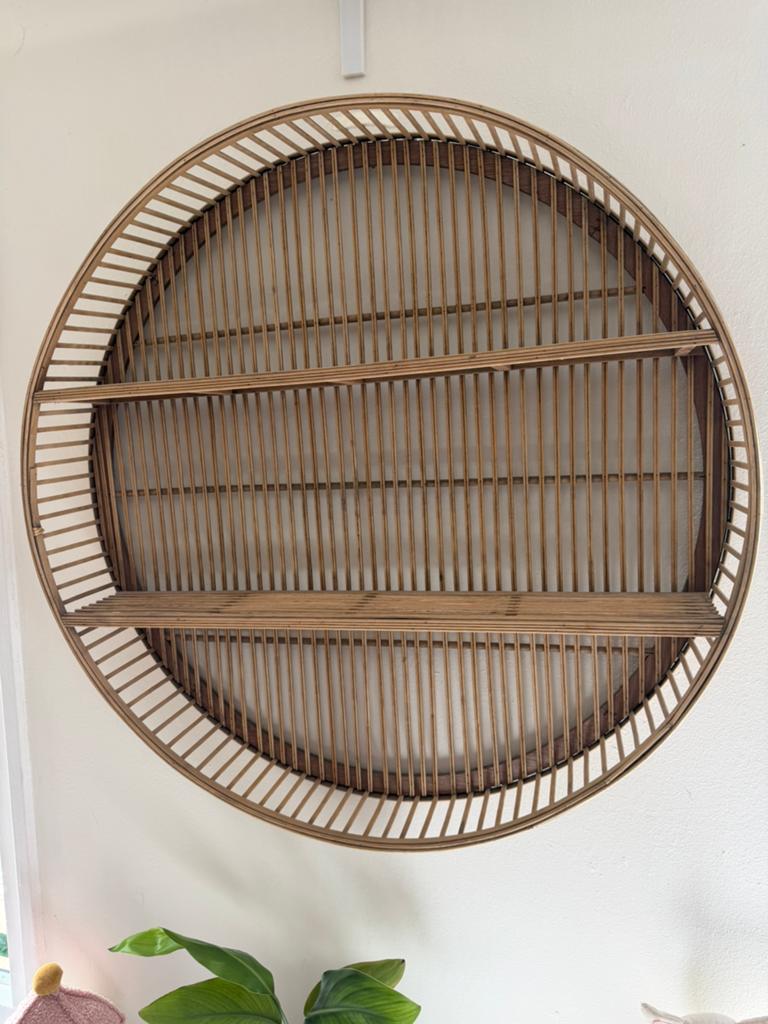Xenos Wandkastje bamboe rond - ø75x12.5 cm, Ophalen of Verzenden, Zo goed als nieuw