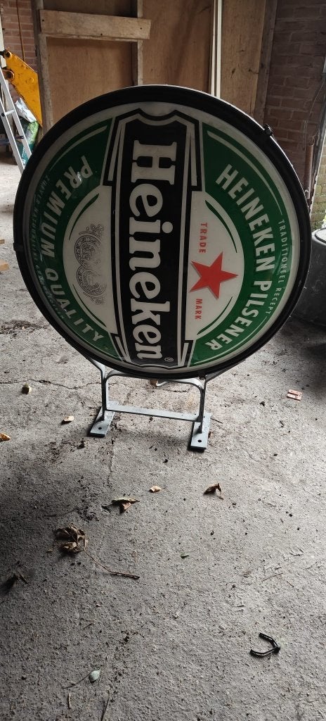 Heineken Bord 75 cm, Ophalen, Gebruikt, Lichtbak of (neon) lamp