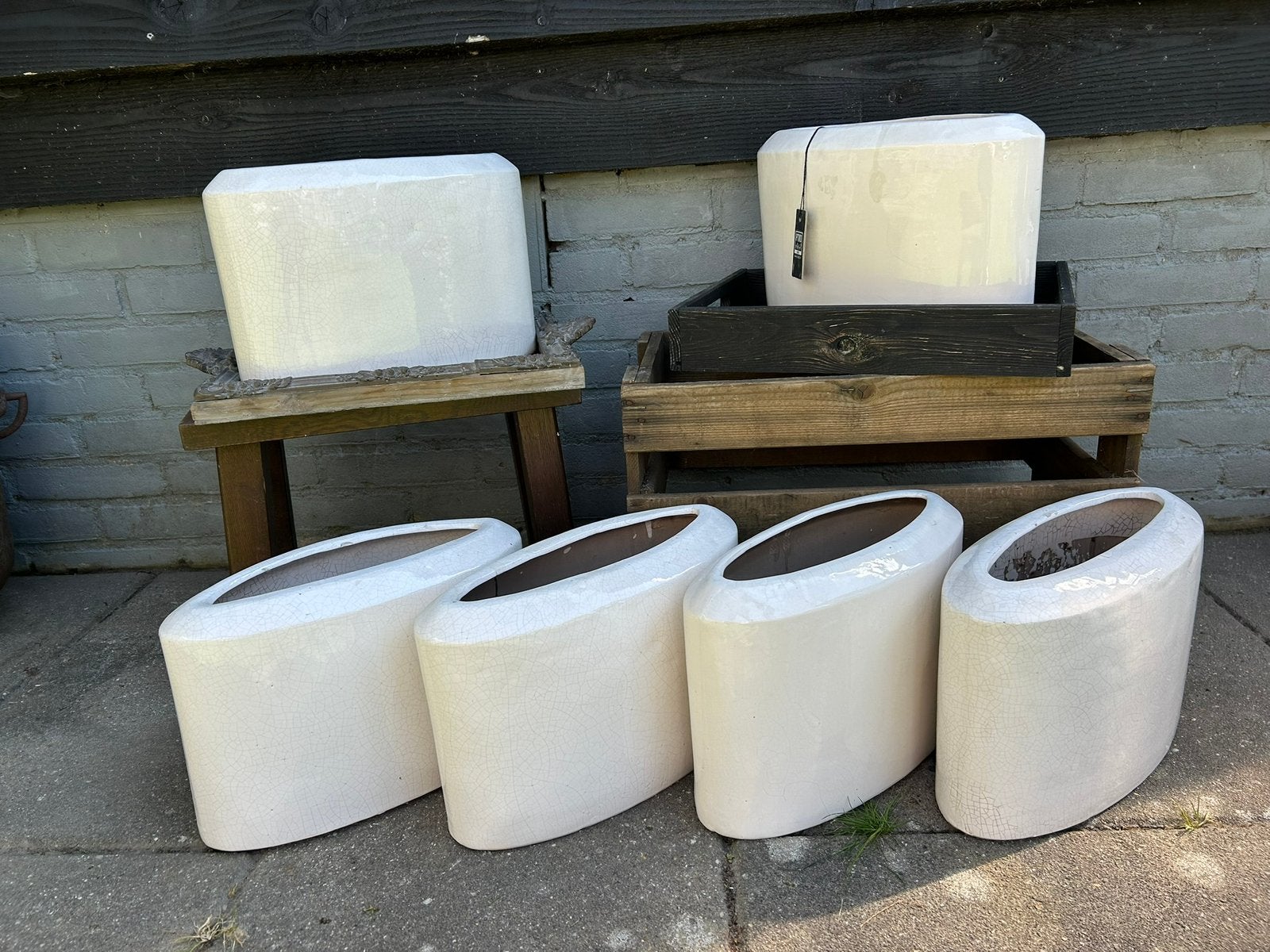 6 potten/vazen aardewerk., Tuin en Terras, Bloempotten, Ophalen, Overige vormen, Aardewerk, Binnen