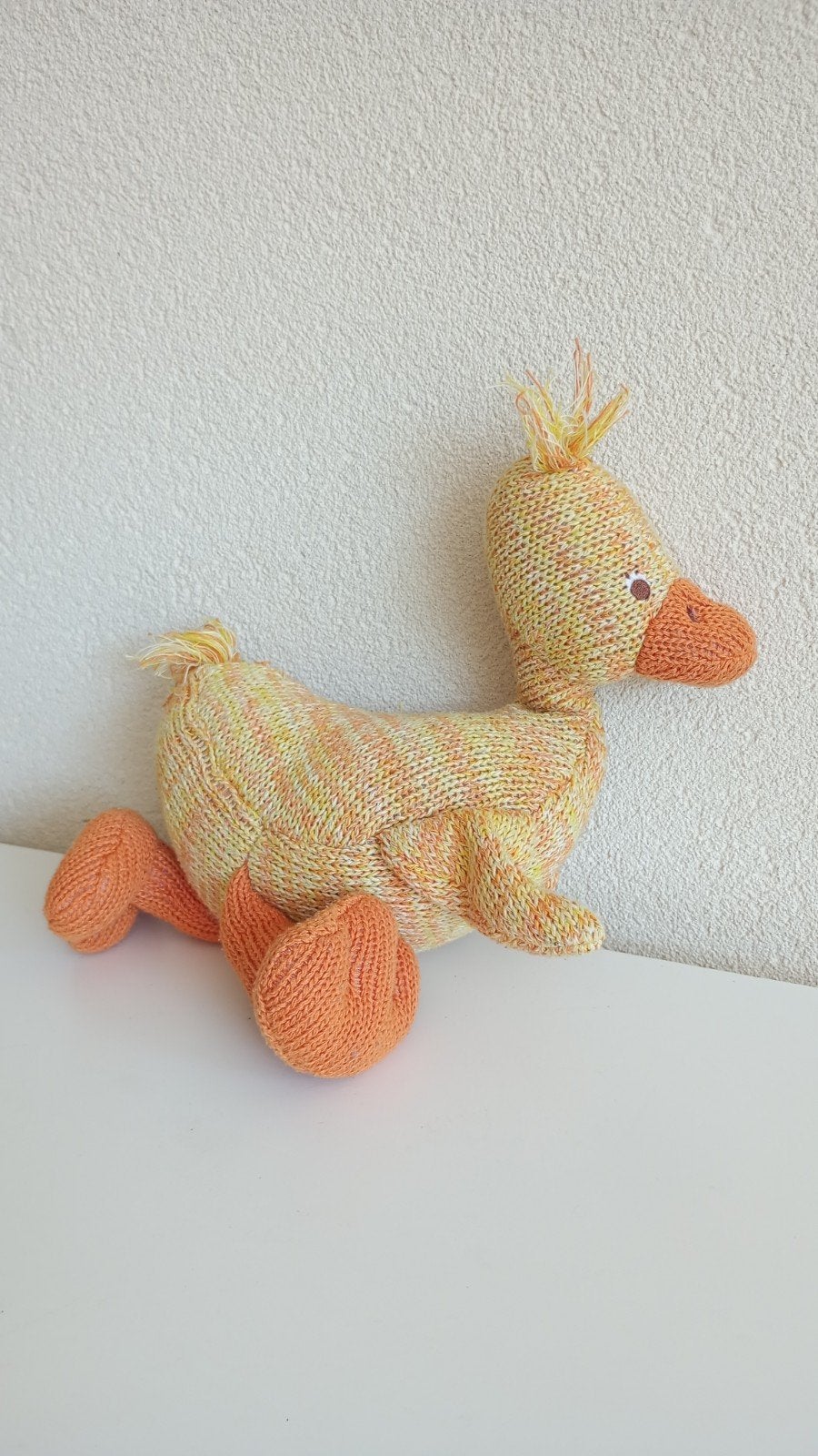 Leuke gebreide eend knuffel, Happy Horse, Oranje, Overige merken, Overige karakters, Ophalen of Verzenden