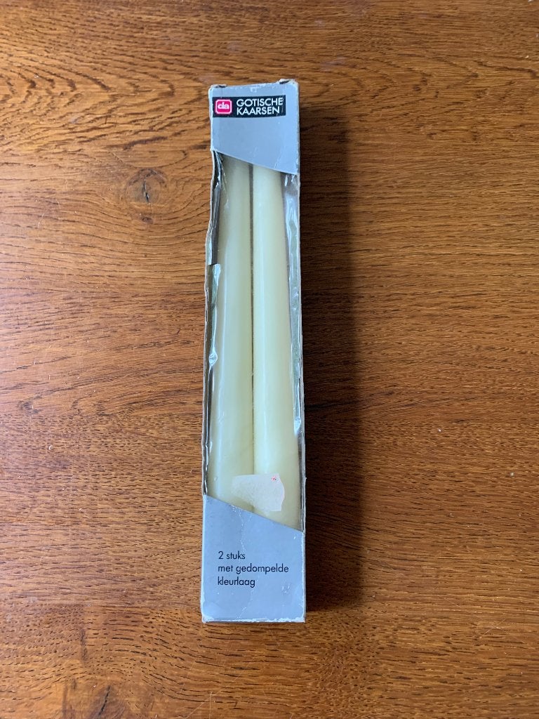 2 'DA Gotische Kaarsen' Kleur: Wit Nieuw in Doos, Ophalen of Verzenden, Nieuw, Wit, Kaars