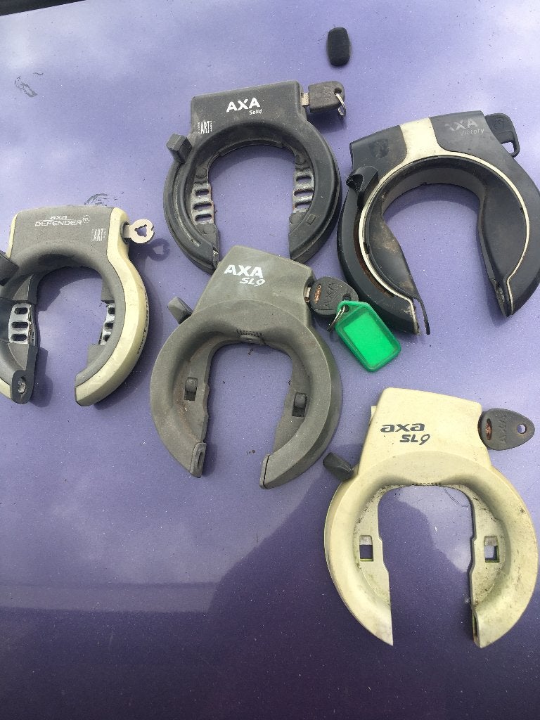 25 gebruikte fietssloten met 1 sleutel, Ophalen, Gebruikt, Ringslot