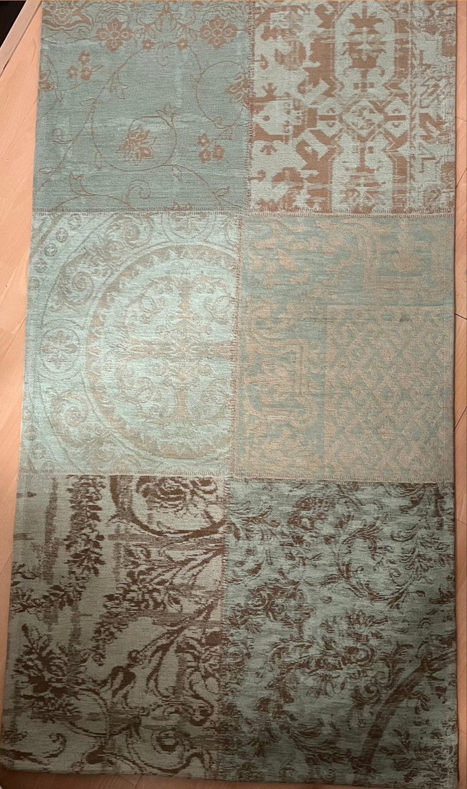 Louis de Poortere tapijten + kussens - kleur: multi sea blue, Ophalen of Verzenden, Zo goed als nieuw, Groen, Rechthoekig