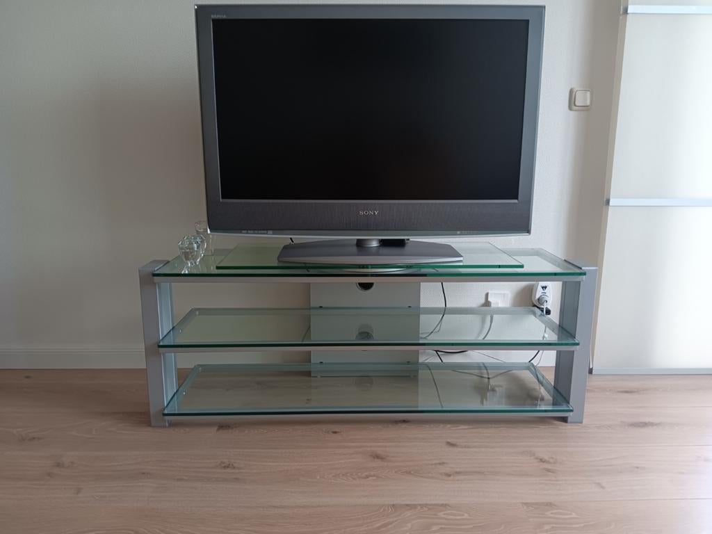 GLAZEN TV MEUBEL, Ophalen, 25 tot 50 cm, Glas, Minder dan 100 cm