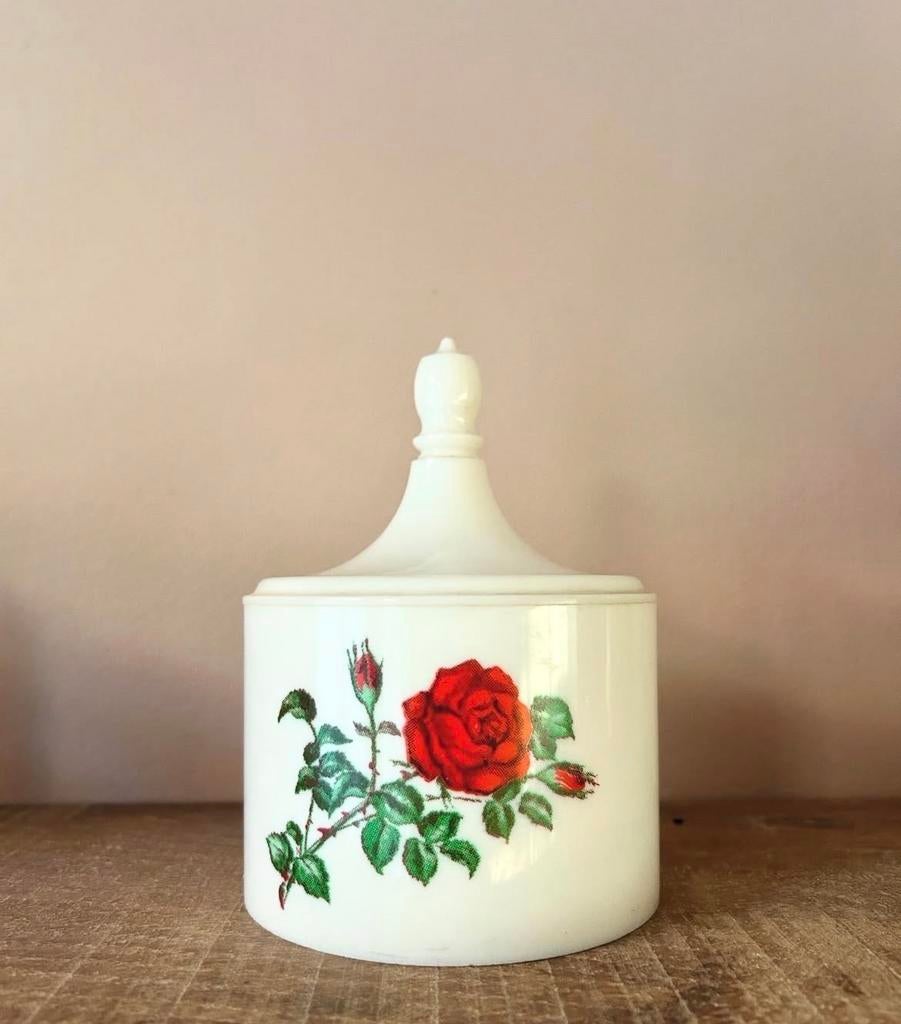 Vintage potje met roos, Ophalen of Verzenden