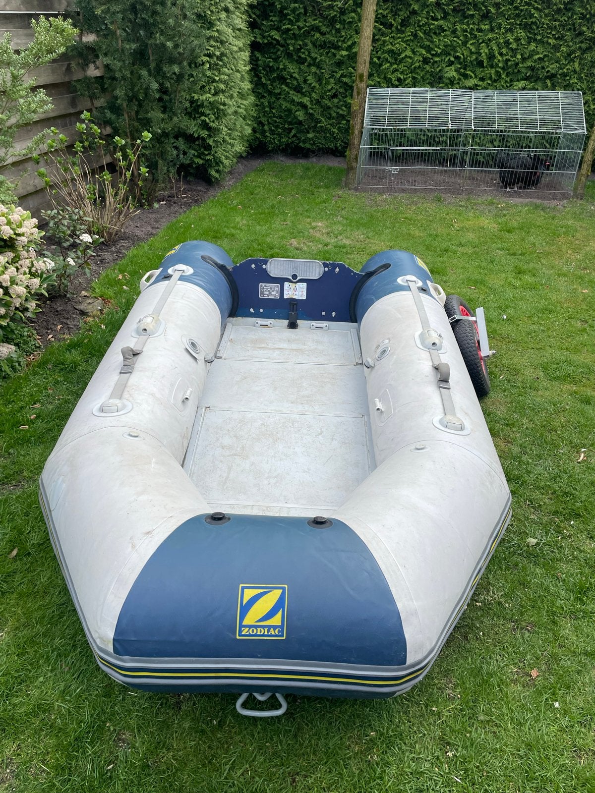 Zodiac rubberboot 2,85 met 5pk buitenboordmoter, Watersport en Boten, Rubberboten, Ophalen, Aluminium, Zodiac, Gebruikt