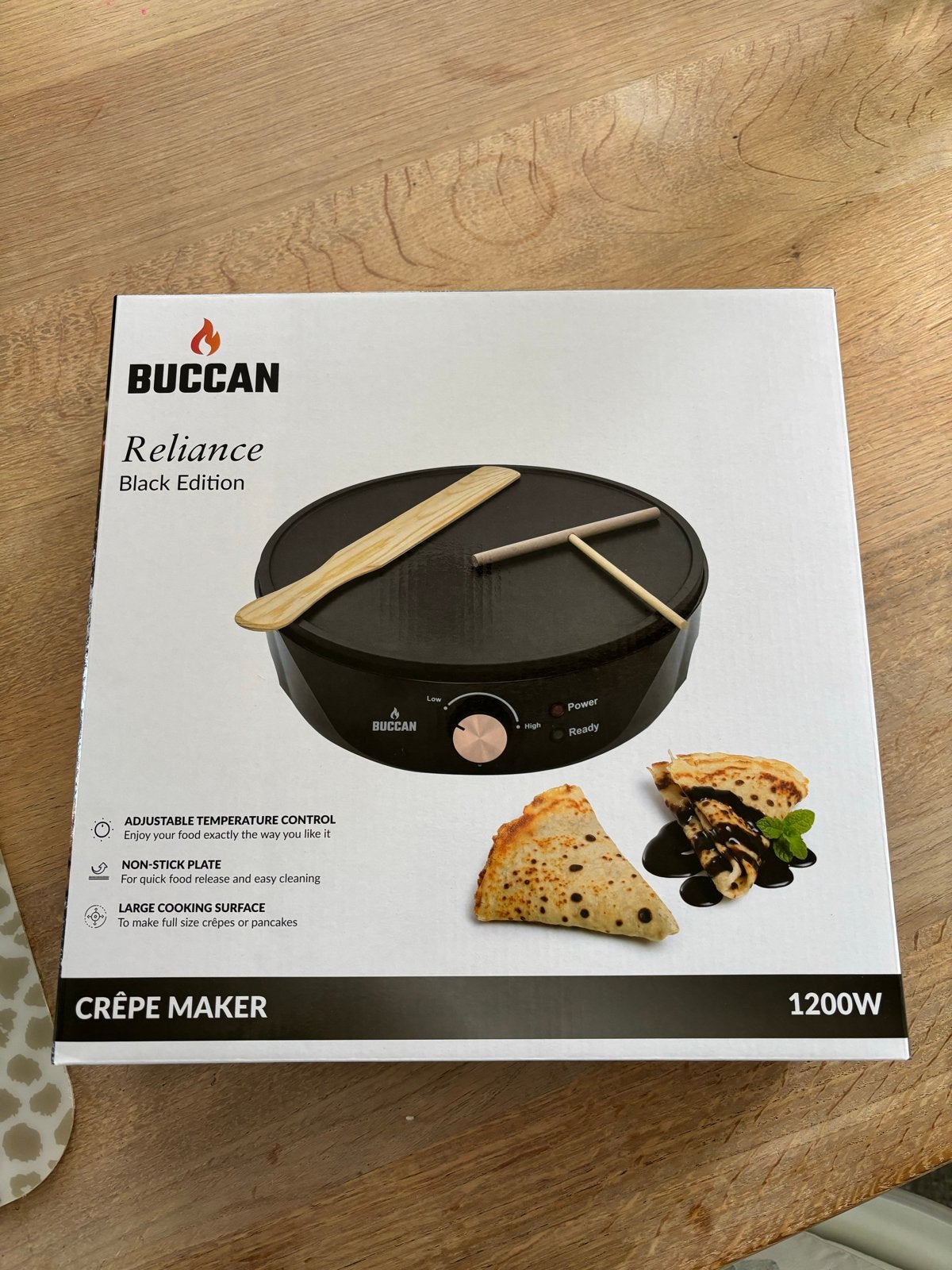 BUCCAN Crêpe Maker Black Edition 1200W - ongebruikt in doos, Witgoed en Apparatuur, Ophalen, Nieuw