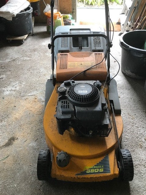 motormaaier, Ophalen, Cirkelmaaier, Gebruikt, Opvangbak