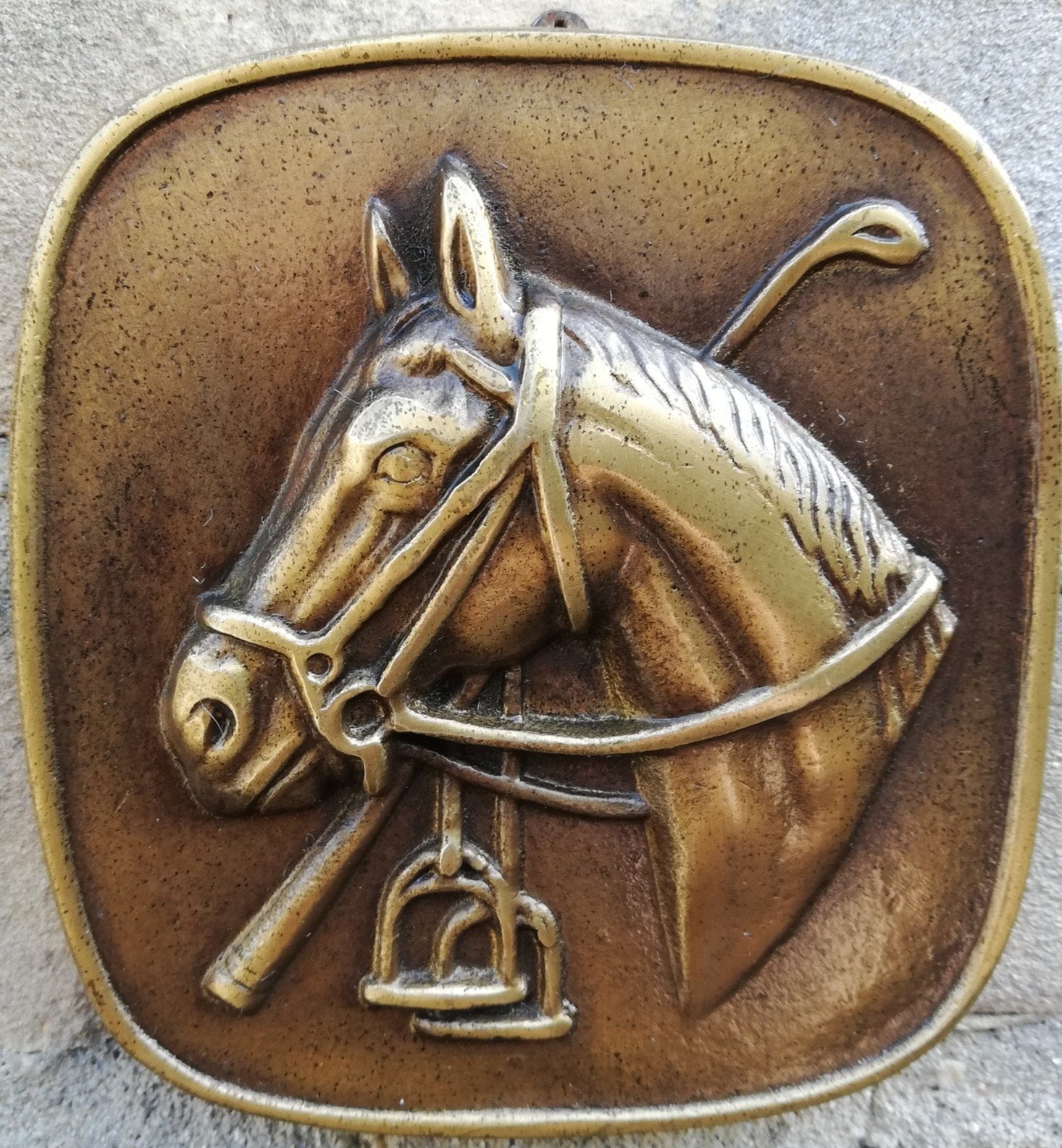 POLO/PAARD. Plaquette. Brons. Reliëf. Ca`50. 10 /11 cm., Antiek en Kunst, Ophalen