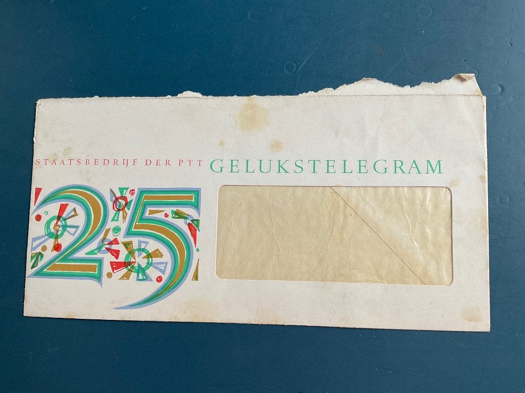 Vintage PTT Gelukstelegram Envelop - Meer dan 50 jaar oud, Ophalen of Verzenden, Envelop