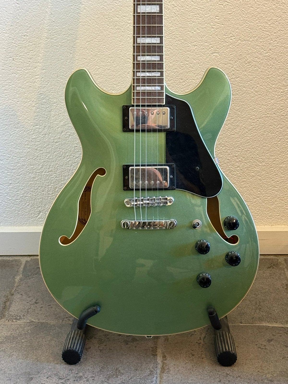 Ibanez AS73G-OLM Artcore Semi-Hollow Body Gitaar Olijfgroen, Ophalen, Zo goed als nieuw, Semi-solid body, Ibanez