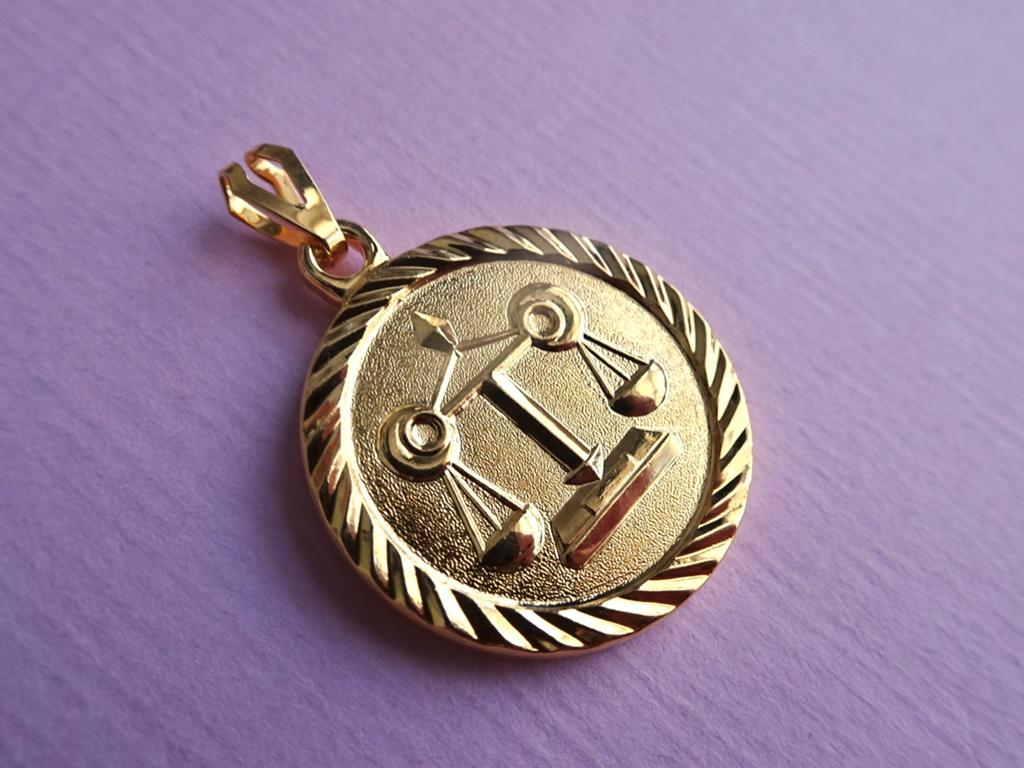 jwg Vintage 60s 70s Libra Weegschaal ketting hanger goud klr, Sieraden, Tassen en Uiterlijk, Antieke sieraden, Hanger, Overige materialen