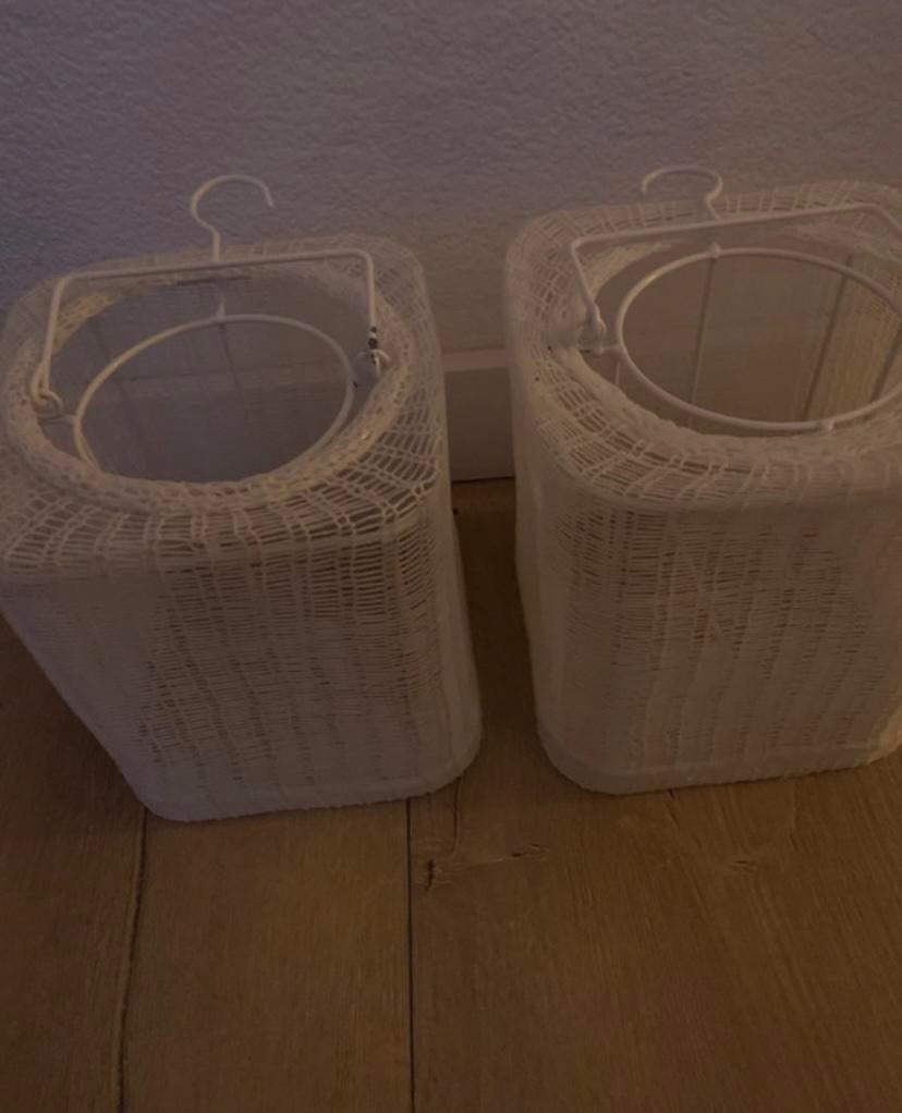 Witte windlichten - Set van 2, Overige materialen, Wit, Ophalen of Verzenden, Zo goed als nieuw