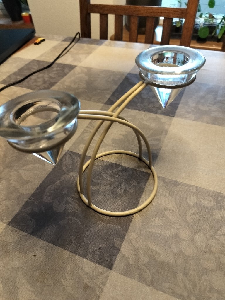 Theelicht kandelaar, Gebruikt, Ophalen of Verzenden, Glas, 18 cm