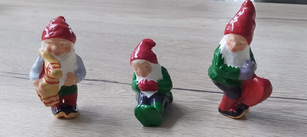 Vintage Set Van 3 Papier - Maché Kabouters Jaren '70/'80, Ophalen of Verzenden, Gebruikt