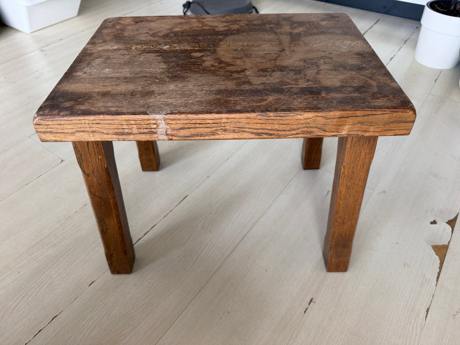 Oud massief eikenhouten bankje/bijzettafel, Antiek en Kunst, Antiek | Meubels | Stoelen en Banken, Ophalen
