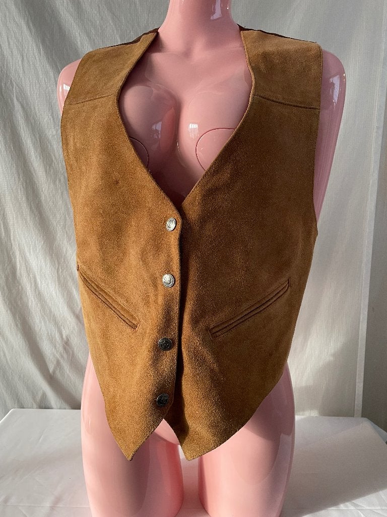 Bruin suède leren dames vest – maat S – nieuw, Ophalen of Verzenden, Nieuw, Maat 36 (S), Bruin