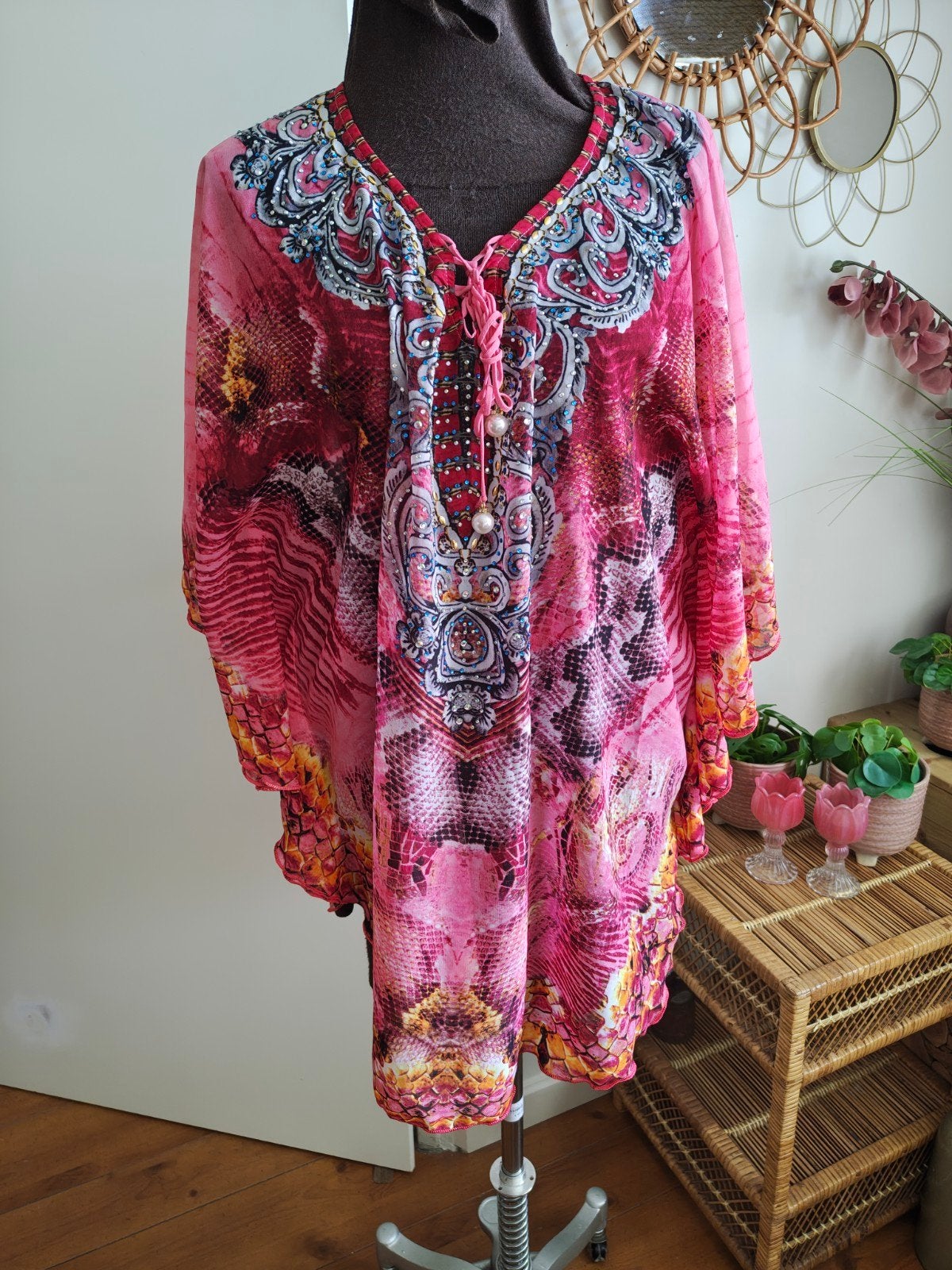voile tuniek m l xl, Ophalen of Verzenden, Zo goed als nieuw, Maat 46/48 (XL) of groter, Meerkleurig