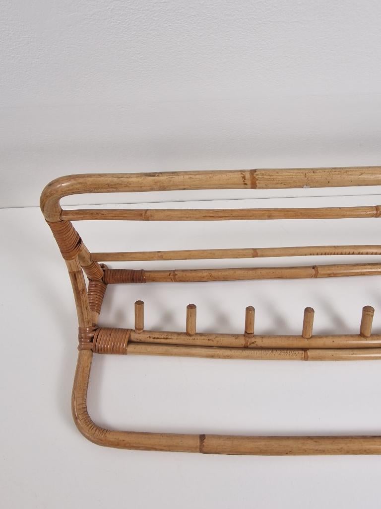 Vintage rotan/bamboe kapstok - Jaren 60, Wandkapstok, Gebruikt, Onbekend, Ophalen of Verzenden