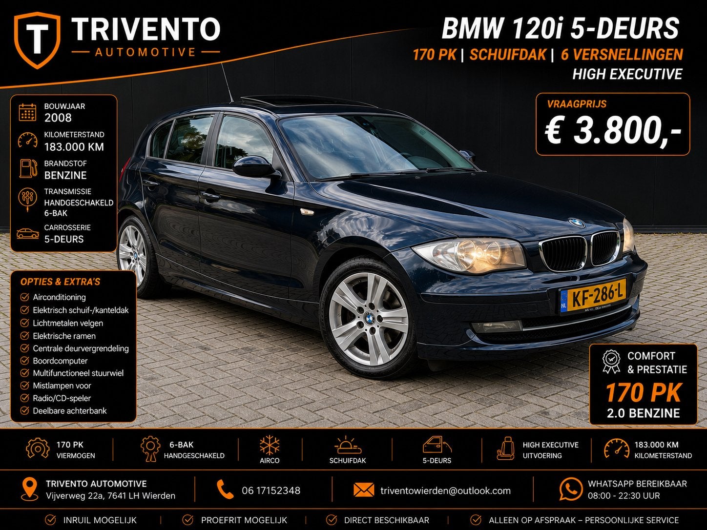 BMW 1-Serie 2.0 120I 5DR LEER/SCHUIFDAK/AIRCO, Auto's, BMW, 1-Serie, Achterwielaandrijving, 1995 cc, Huisgarantie
