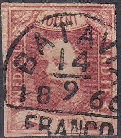 Nederlands-Indië -NI1- 1864 - Koning Willem III - G, Verzenden, Gestempeld, Nederlands-Indië