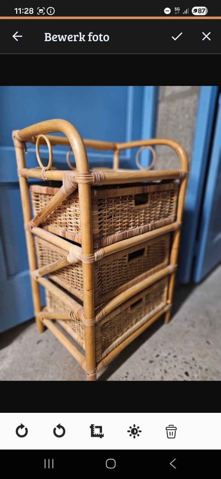 Rotan Ladekastje, Overige materialen, Minder dan 50 cm, Gebruikt, Ophalen of Verzenden