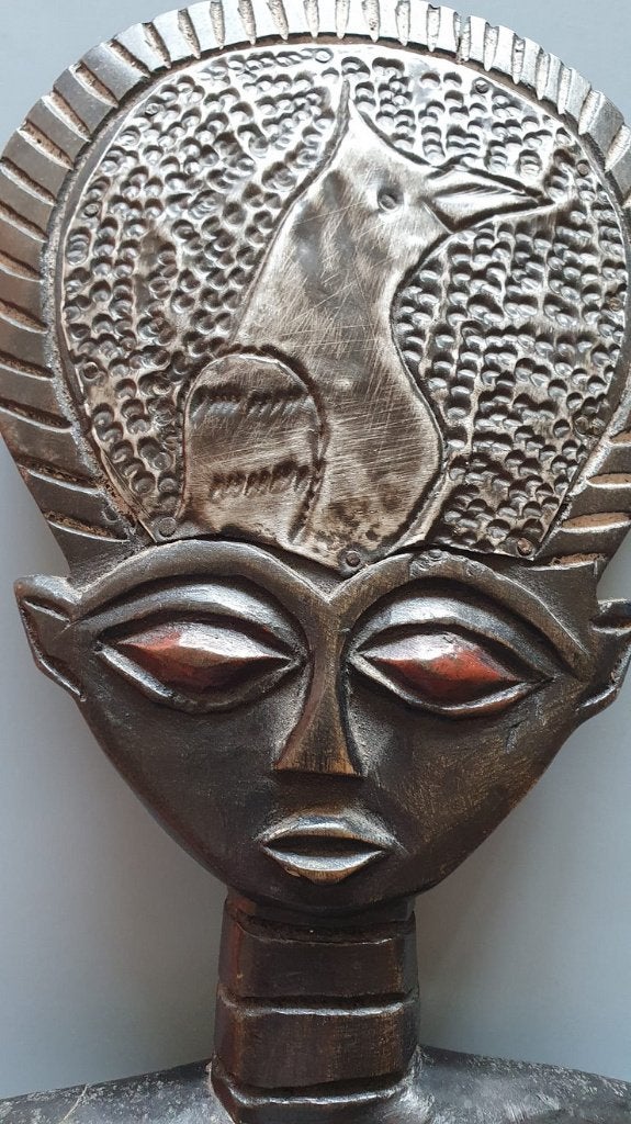 Vruchtbaarheidsbeeld Ashanti of Akua'ba, Hout, Afrika, 37 cm, Handgemaakt