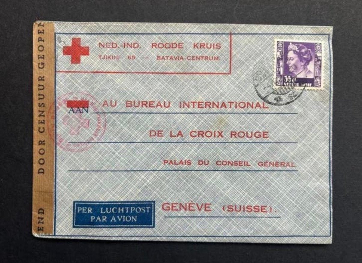 WWII - Rode Kruis Envelop, Ned. indië, Batavia, Verzamelen, Ophalen of Verzenden, Nederland, Embleem of Badge
