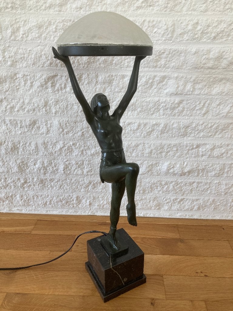 Max le Verrier lady lamp art deco, Huis en Inrichting, Lampen | Tafellampen, Ophalen of Verzenden, Art deco