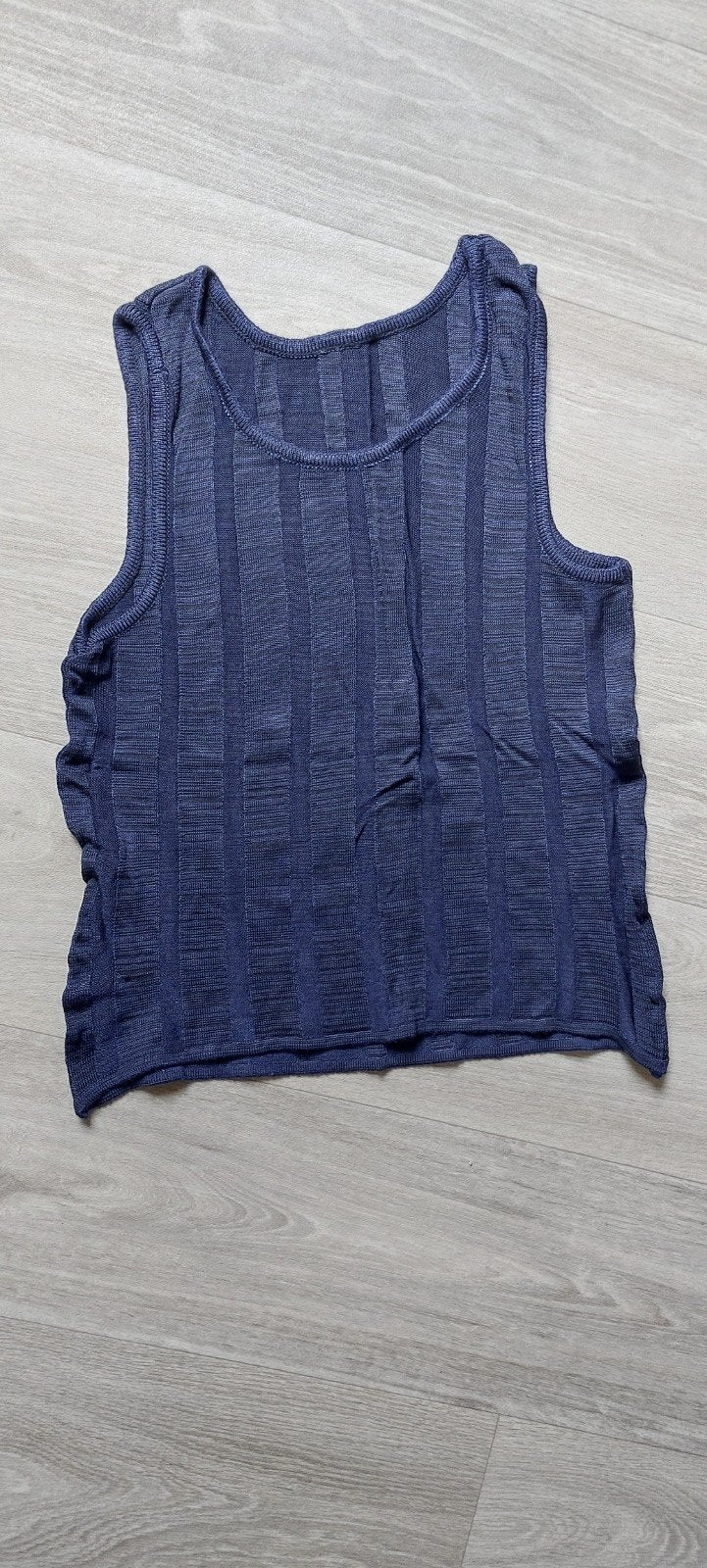 Kort mouwloos topje met zijdeglans - Maat S, Blauw, Ophalen of Verzenden, Gedragen, Maat 36 (S)