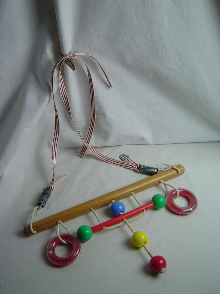 Bebie houten boxtrapeze babygym jaren 70, Kinderen en Baby's, Speelgoed | Babyspeelgoed, Ophalen of Verzenden, Gebruikt, Babygym