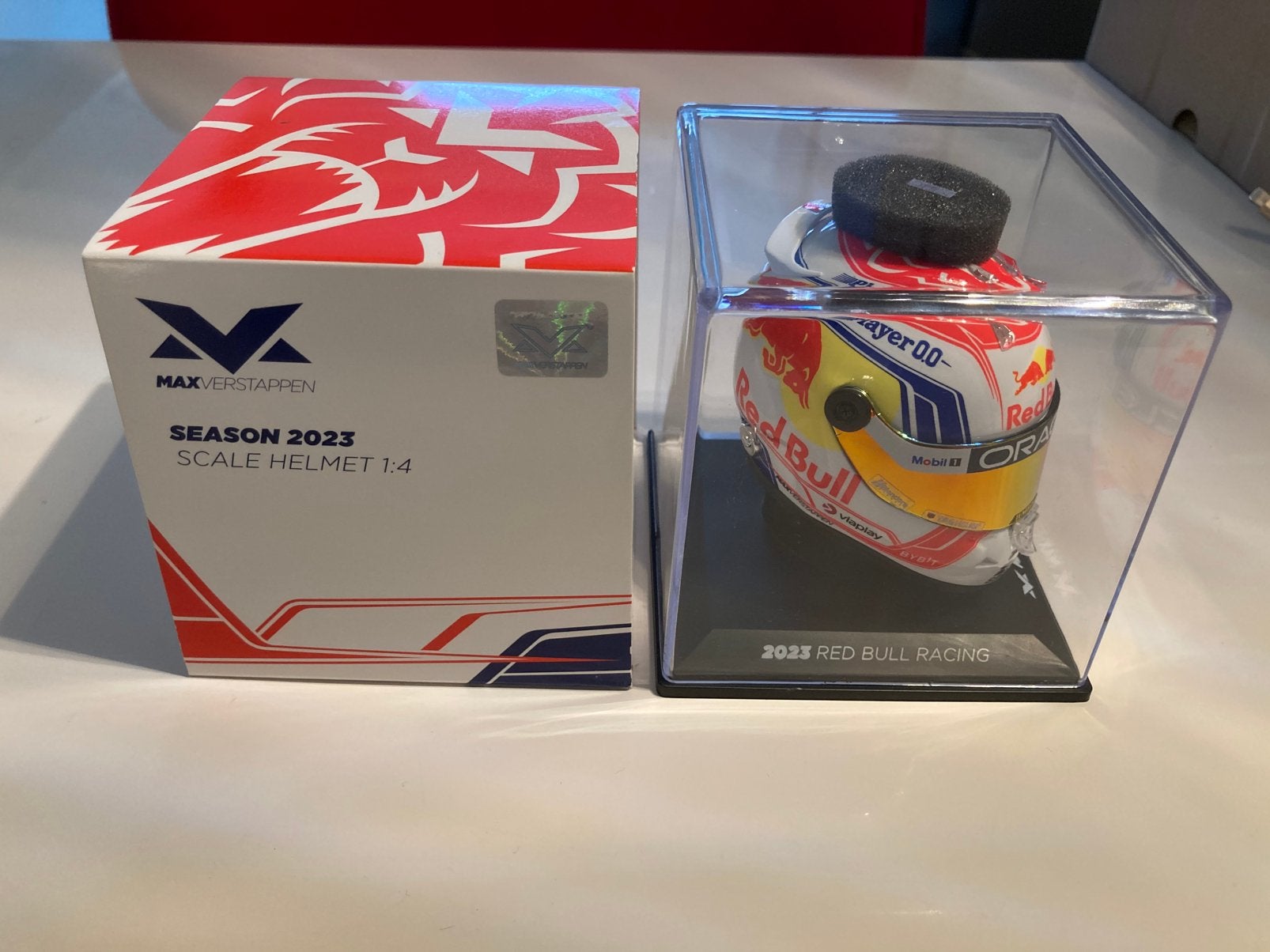 Max Verstappen helm 1/4 season 2023, Ophalen of Verzenden, Zo goed als nieuw, Formule 1