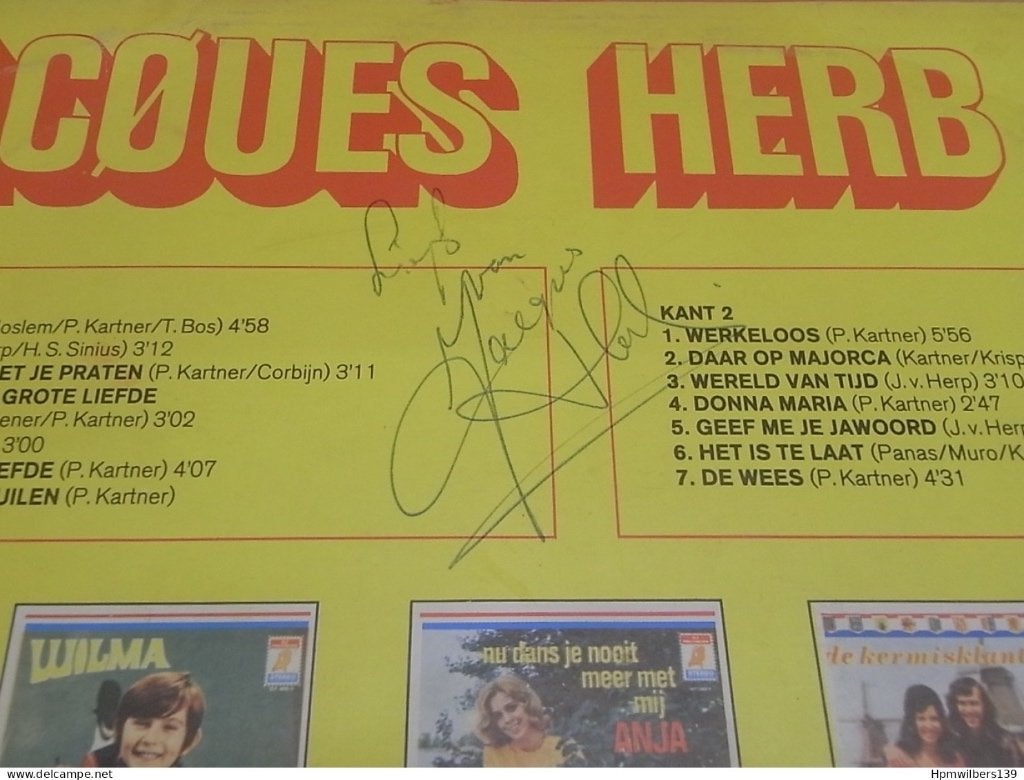 Gesigneerd LP Jacques Herb 1972, Verzamelen, Ophalen of Verzenden, Cd of Plaat, Gesigneerd