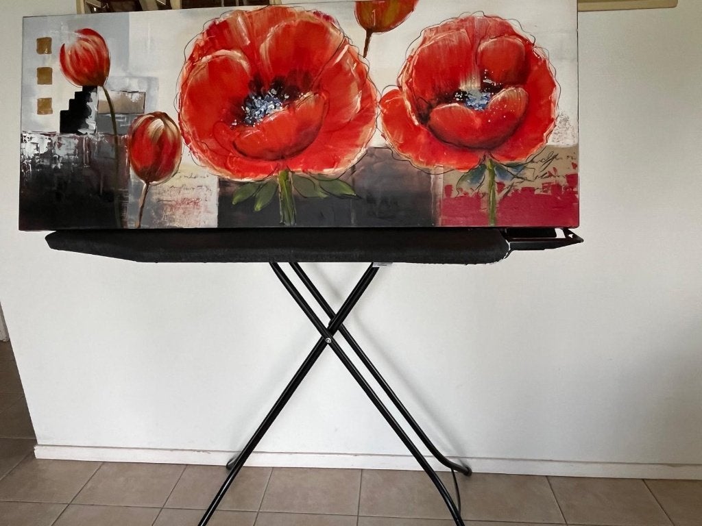 Groot canvas schilderij met afbeelding rode tulpen, Ophalen, 50 – 75, 125 cm of meer, Zo goed als nieuw