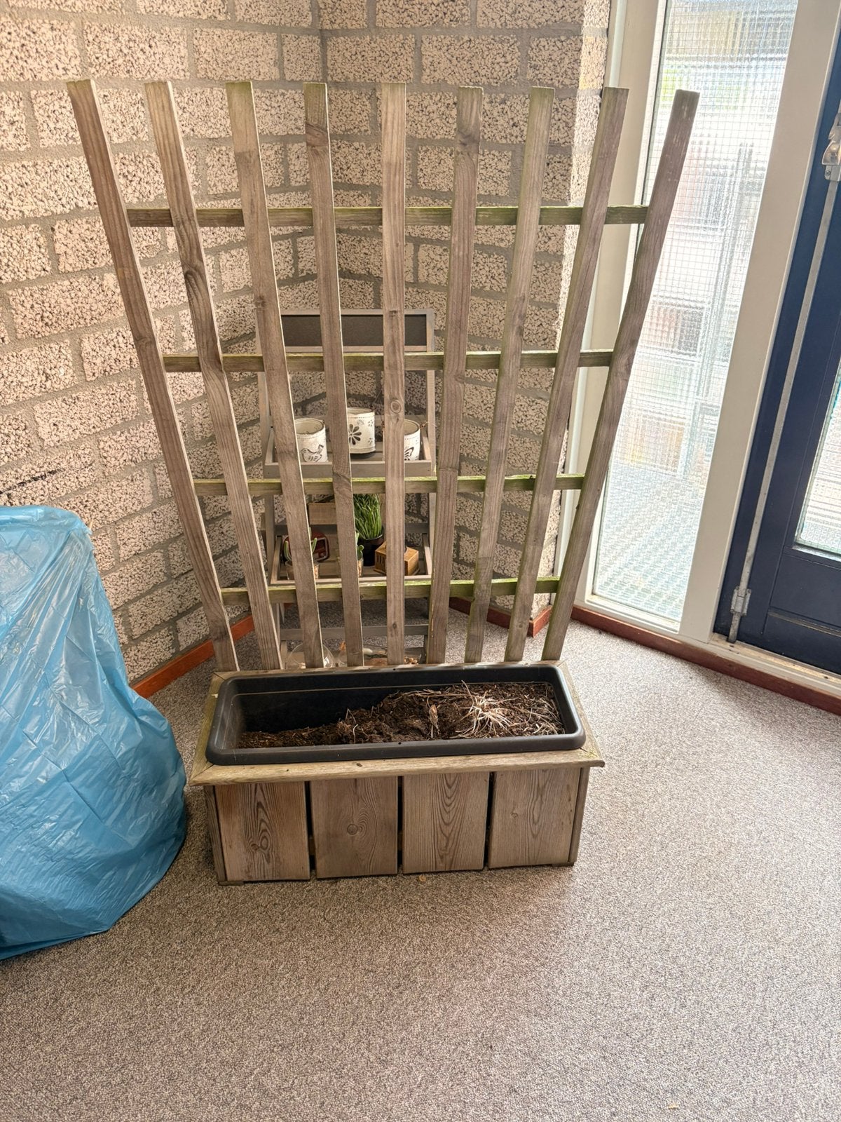 Bloembak met klimrek, Ophalen, Gebruikt, Rechthoekig, Hout